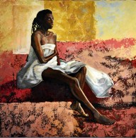 211-Christelle sur le fauteuil-b-w